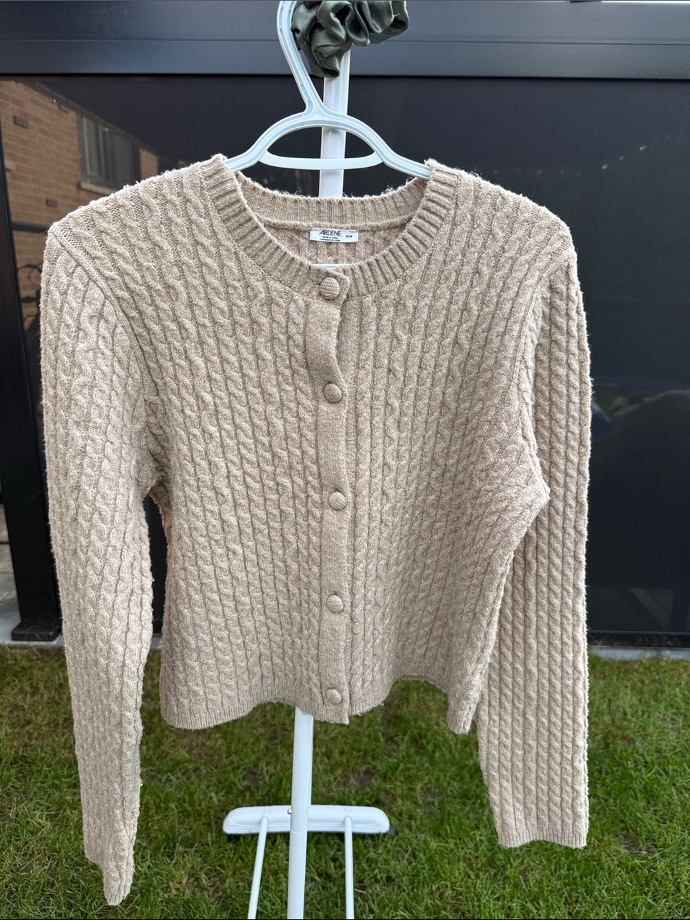 Ardene Beige Cable Knit Button-Up Cardigan
